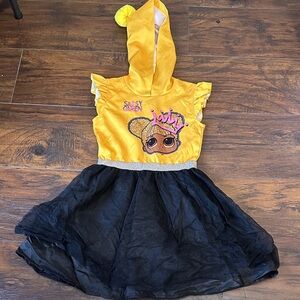 LOL GIRL Surprise Pom Pom Hooded Tulle TuTu Dress with Sassy Queen Design